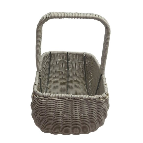White Basket Rectangle Handle Laminated Metal Wedding Shower Cottage Easter - Picture 7 of 8
